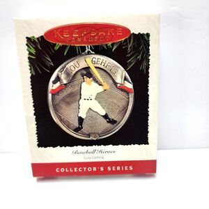 Vintage 1995 Hallmark Keepsake Christmas Ornament Baseball Heroes Lou Gehrig